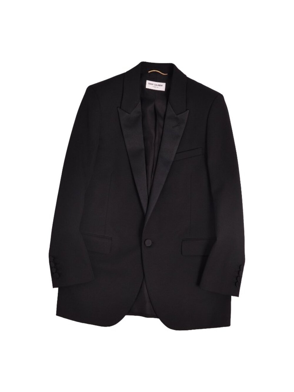 Saint Laurent Paris Tailored Jacket Long Sleeve Wool Black 36